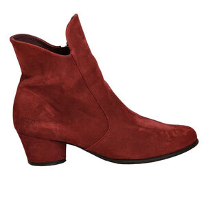ARCHE Paris Garnet Red Nubuck Leather Ankle Boots & Booties Size 38 7.5